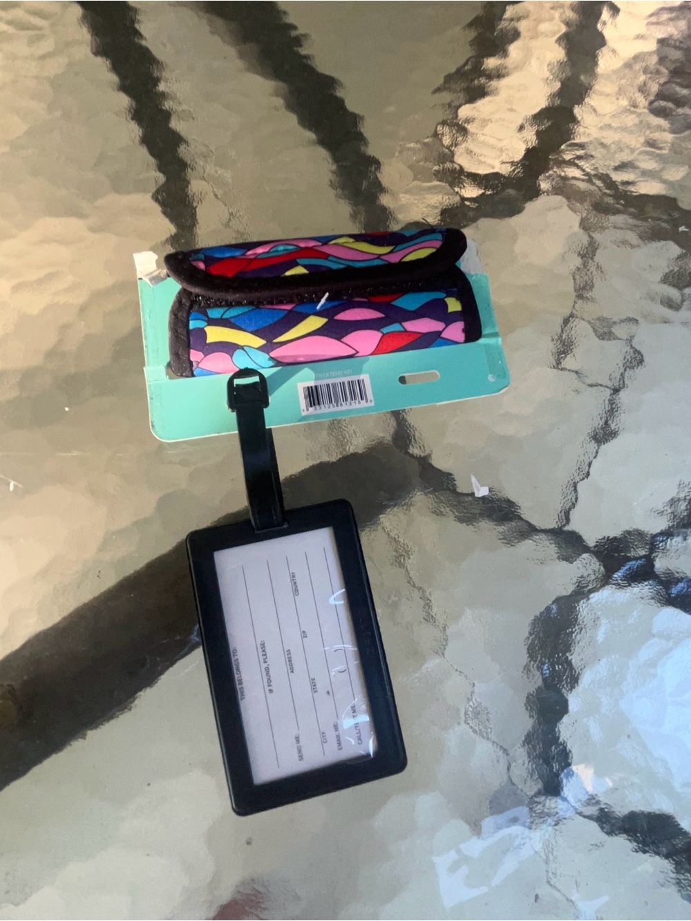 🤩 Colorful Abstract Print Luggage Tag & Travel ID Holder Set - Picture 2 of 3